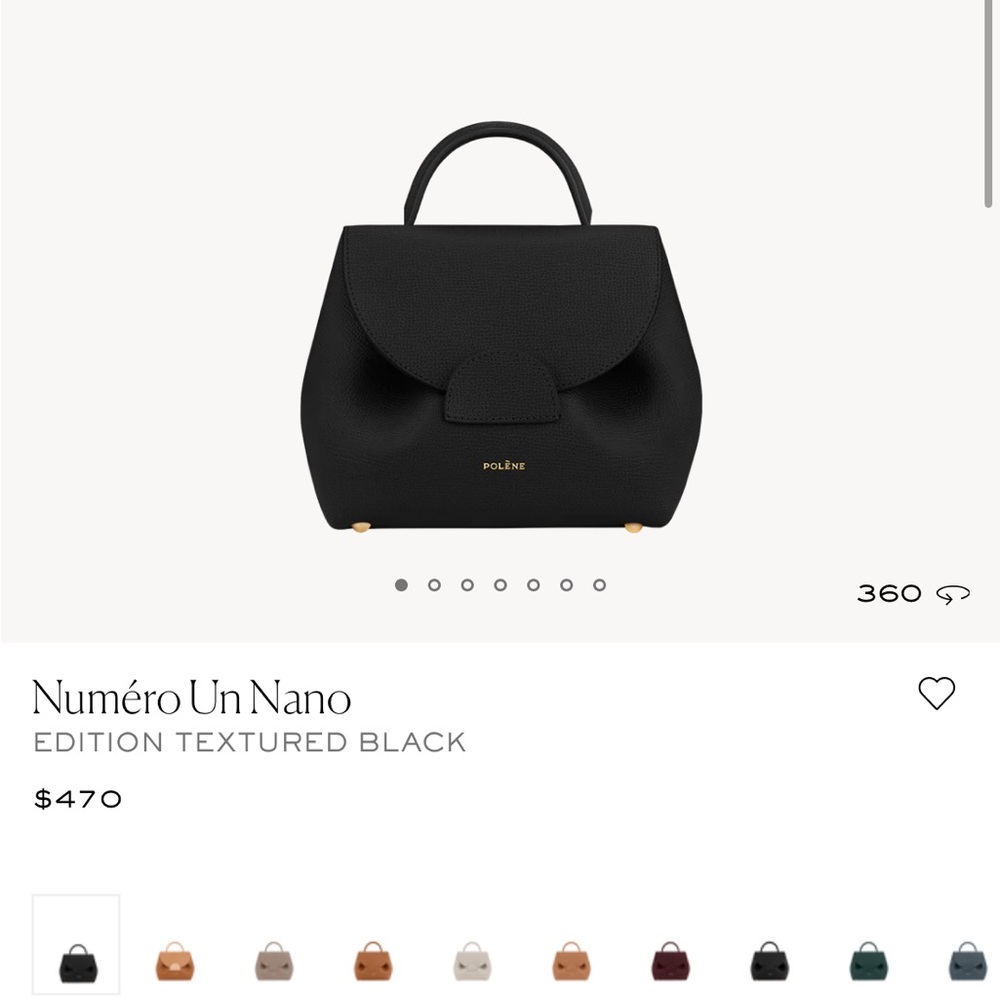 Polene Numéro Un Nano Black Textured Bag like new